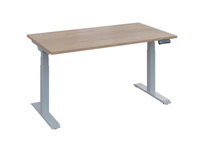 Fleximax 28-14 výškově nastavitelný stůl, kovová podnož stříbrná, deska 25 mm, široký 1400 mm, dub bardolino